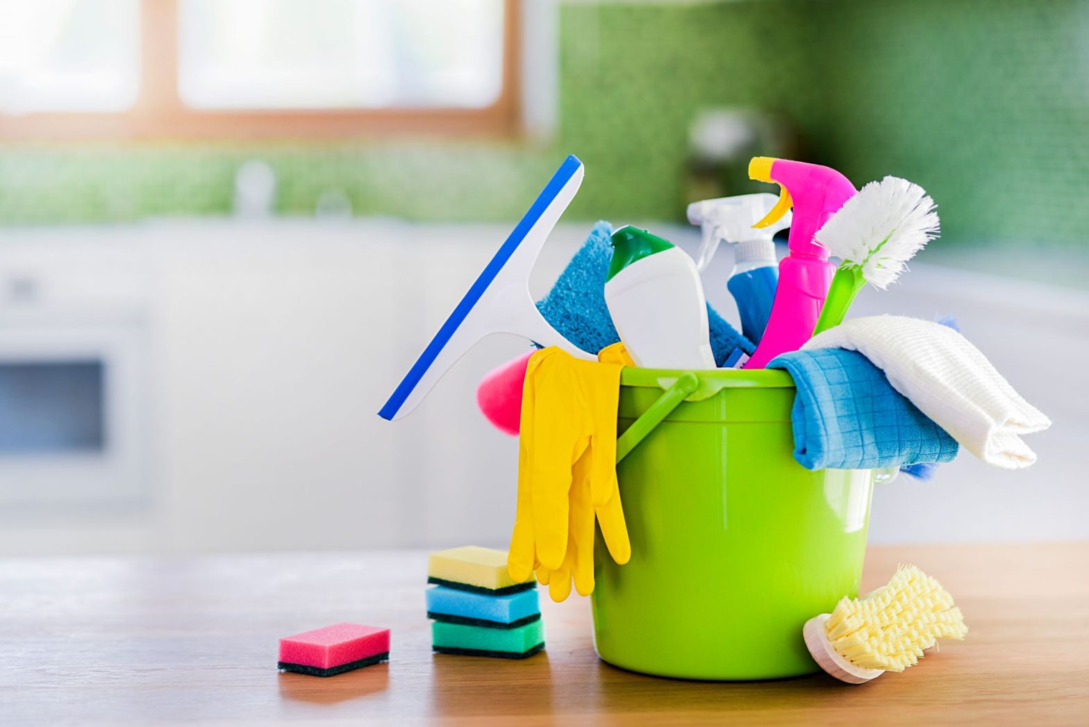 cleaning supplies bucket for housekeeping and maid services