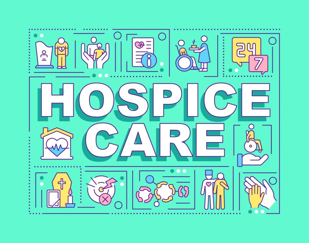 hospice care cover photo with small icons depicting hospice
