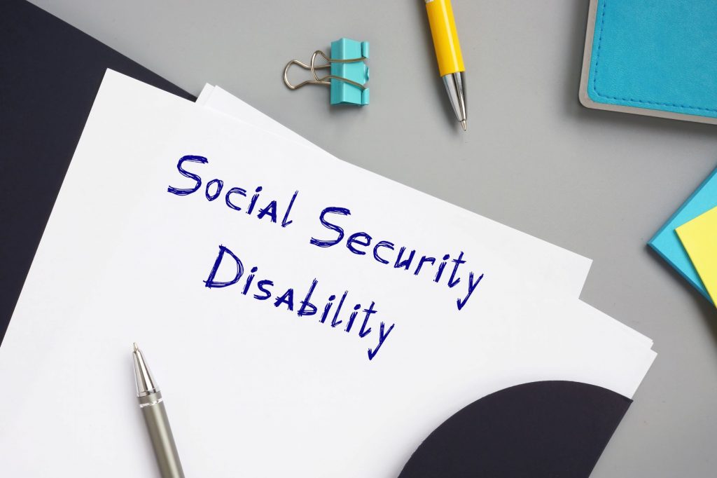 social security disability written on a paper with pen