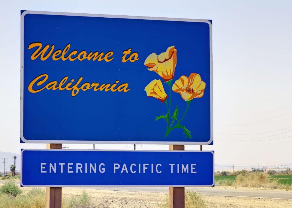 California road sign, retirement in California