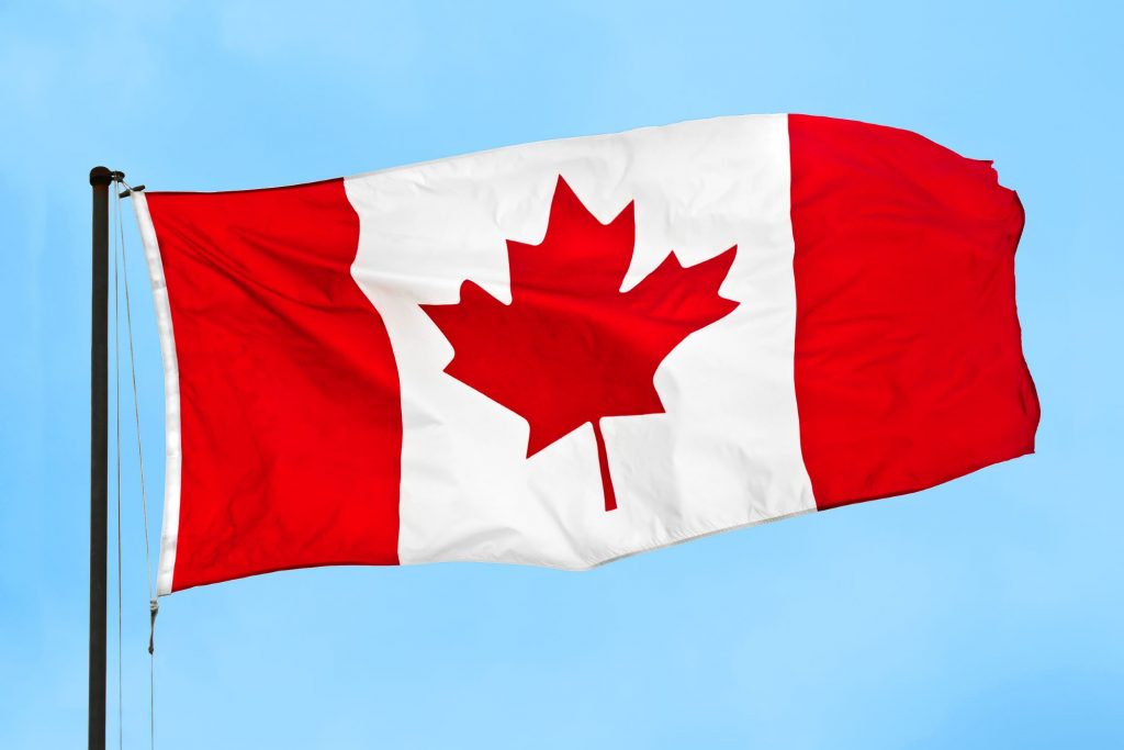 Canadian Flag waving on a pole