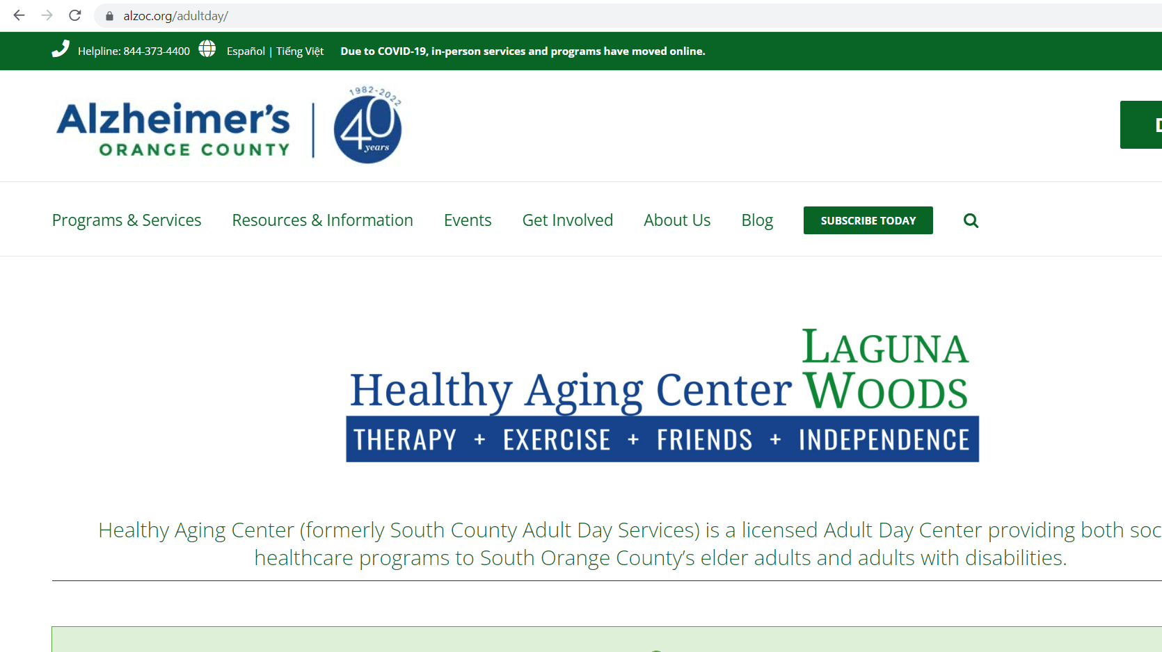 Healthy Aging Center: Laguna Woods (Laguna Woods, CA)