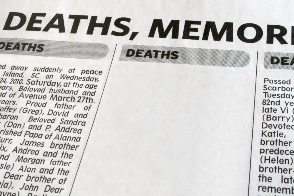 newspaper obituary