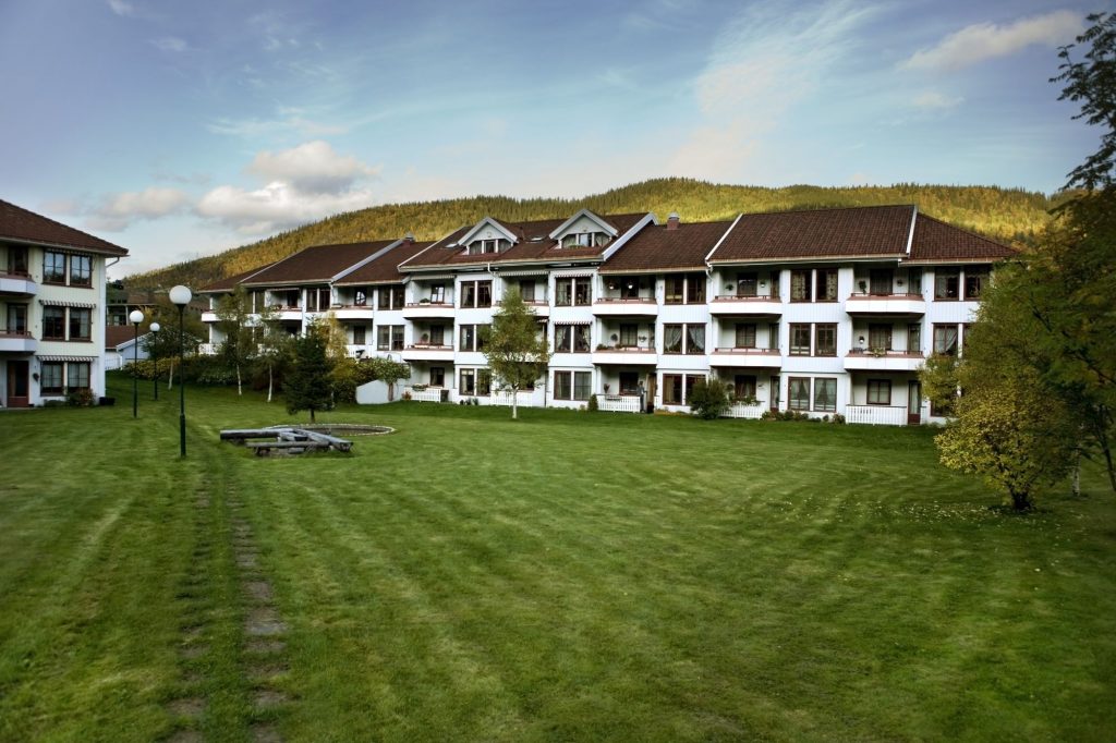 large white apartment building