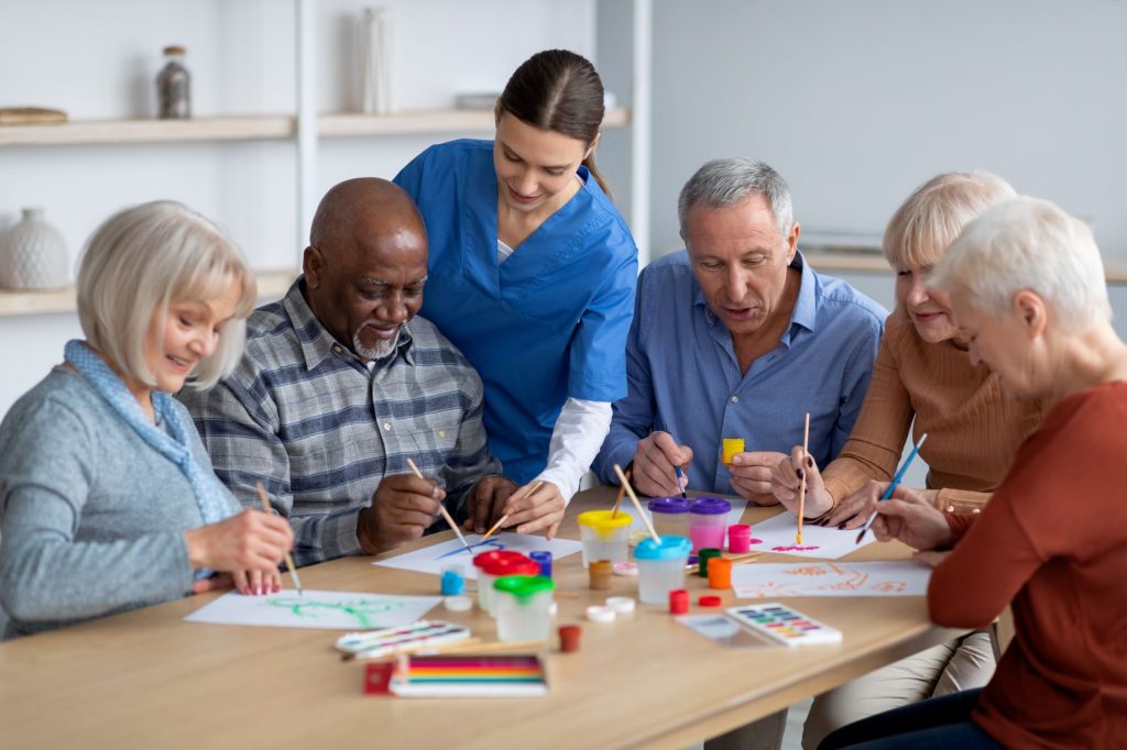 Adult Day Care arts and crafts table
