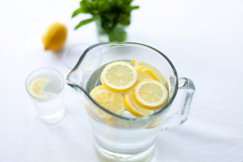 lemon pitcher of water