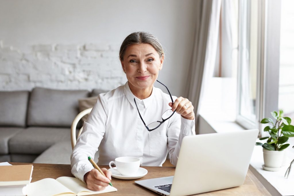 over 55 woman at computer