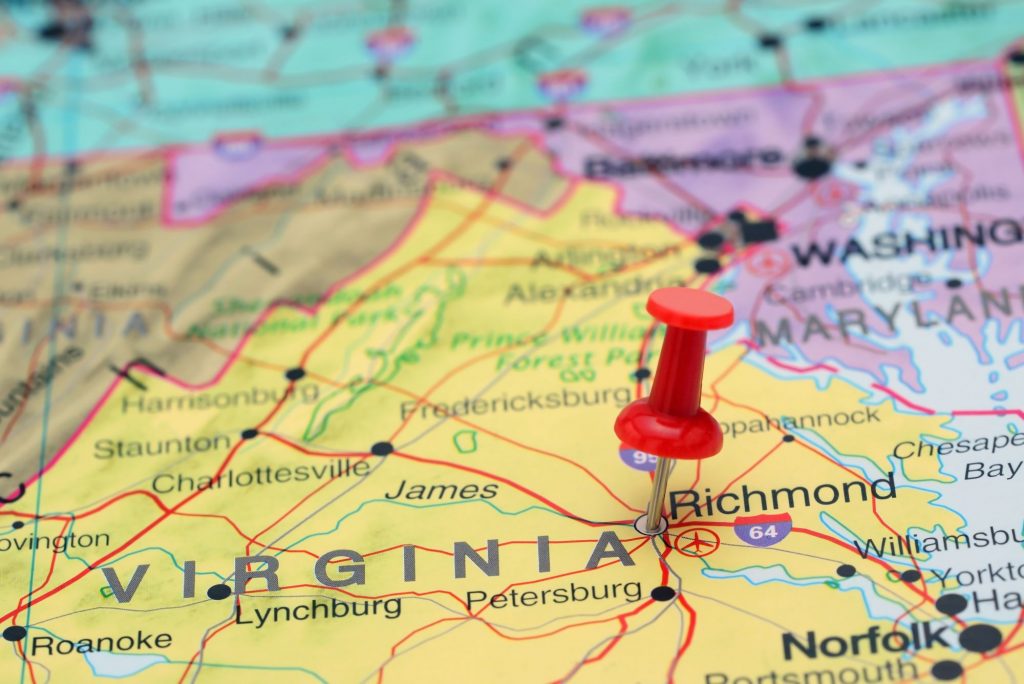 Virginia state map  best places in Virginia for retirement