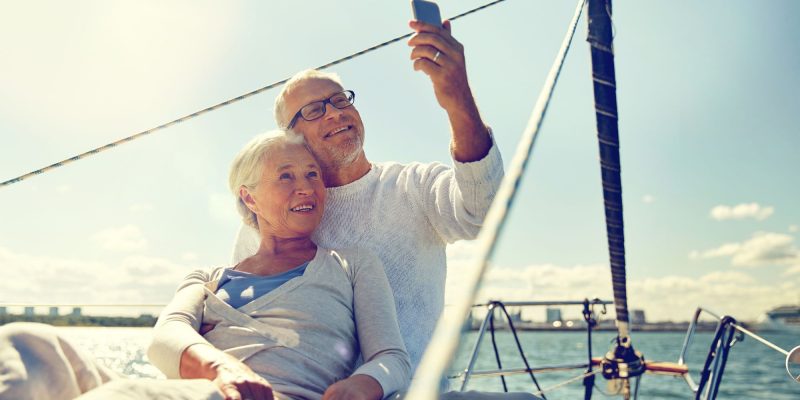 retirement couple on a boat