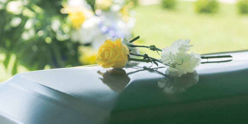 casket with flowers