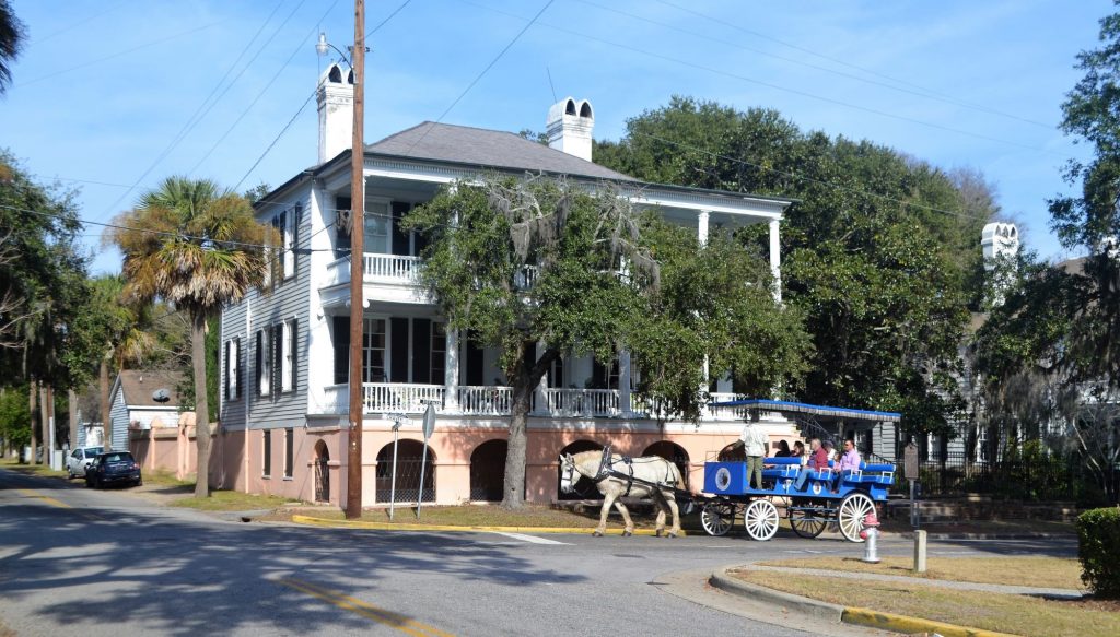 Beaufort, South Carolina street view with horse and buggy