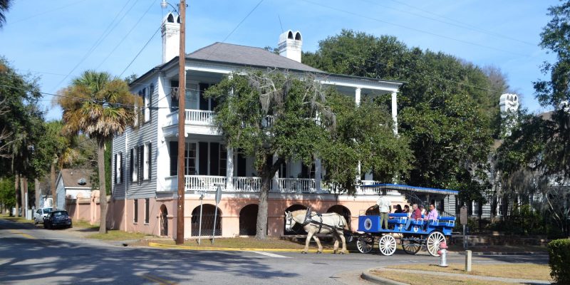 Beaufort, South Carolina street view with horse and buggy