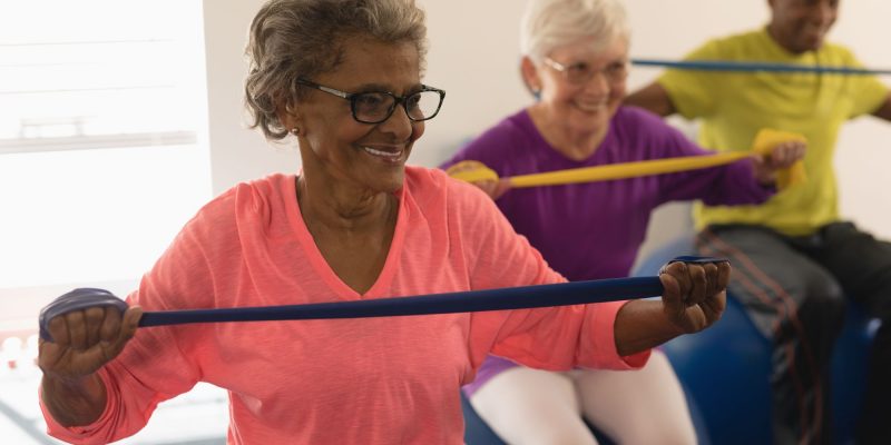 exercise balls and stretch bands