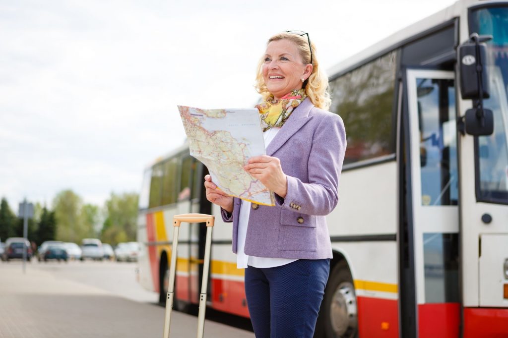 traveling lady on a bus