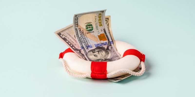 money in the middle of a life safer float