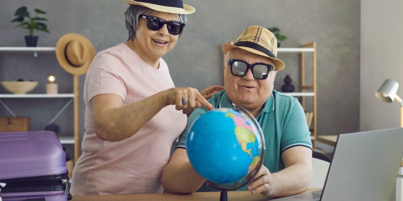 two retirees deciding where to travel