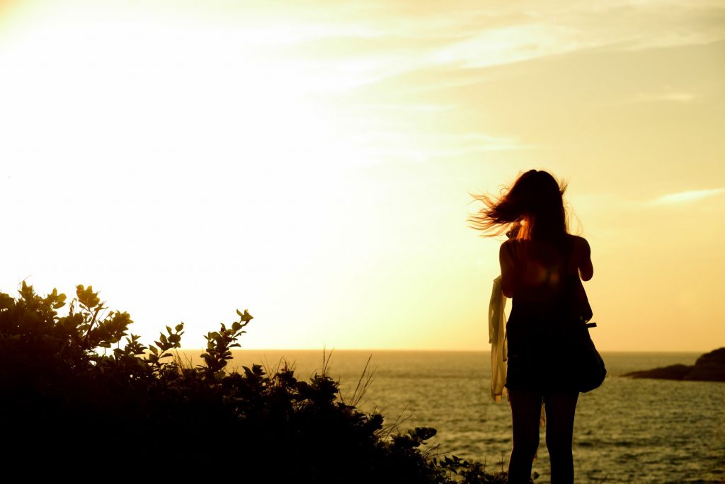 woman silhouette in sunset
