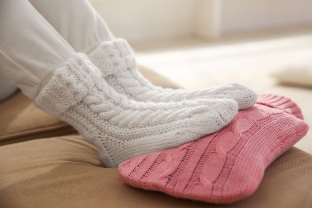 feet in cozy socks