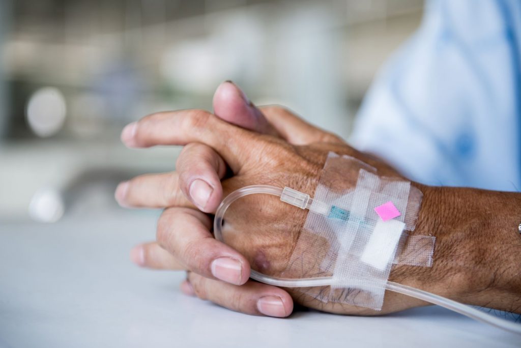 IV in a hand