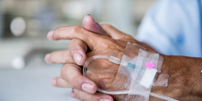 IV in a hand