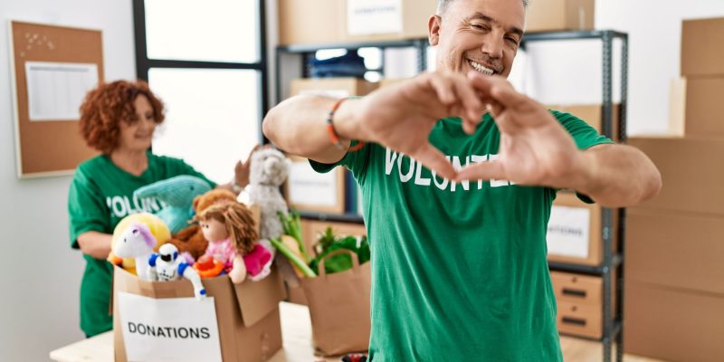 volunteers at a food bank