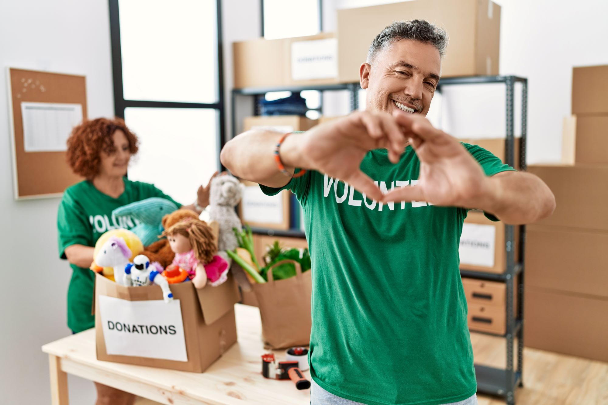volunteers at a food bank