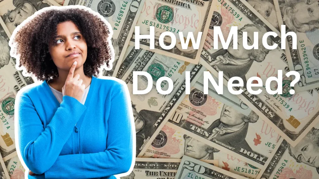 black woman with curly hair thinking about how much money she will need