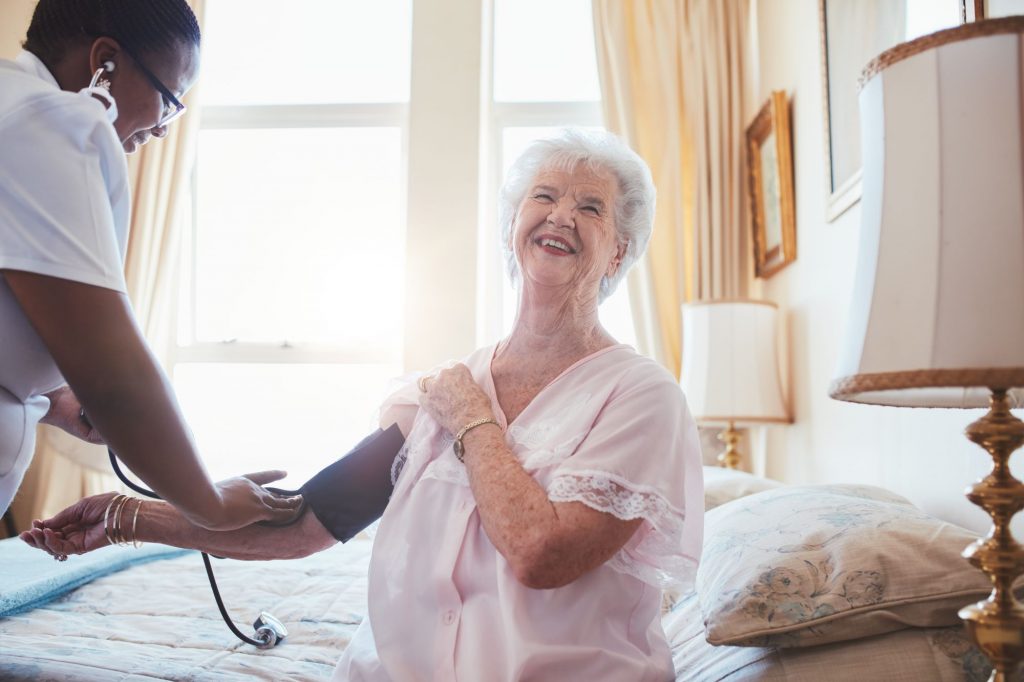 nurse making a senior home care house call