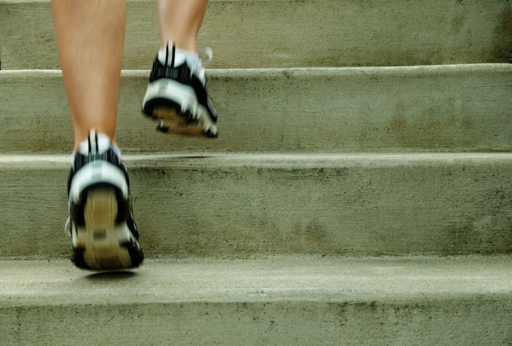 feet running up stairs