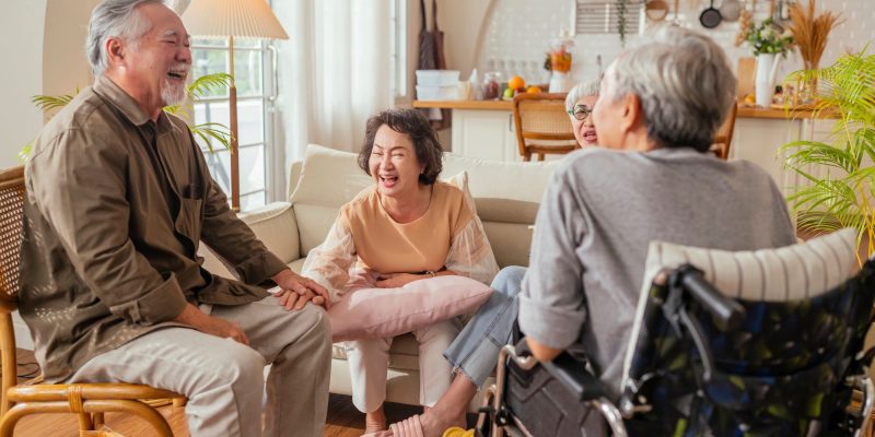 senior friends laughing