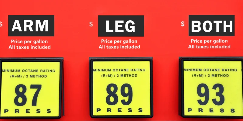 Gas pump display showing the price you pay for high gas prices
