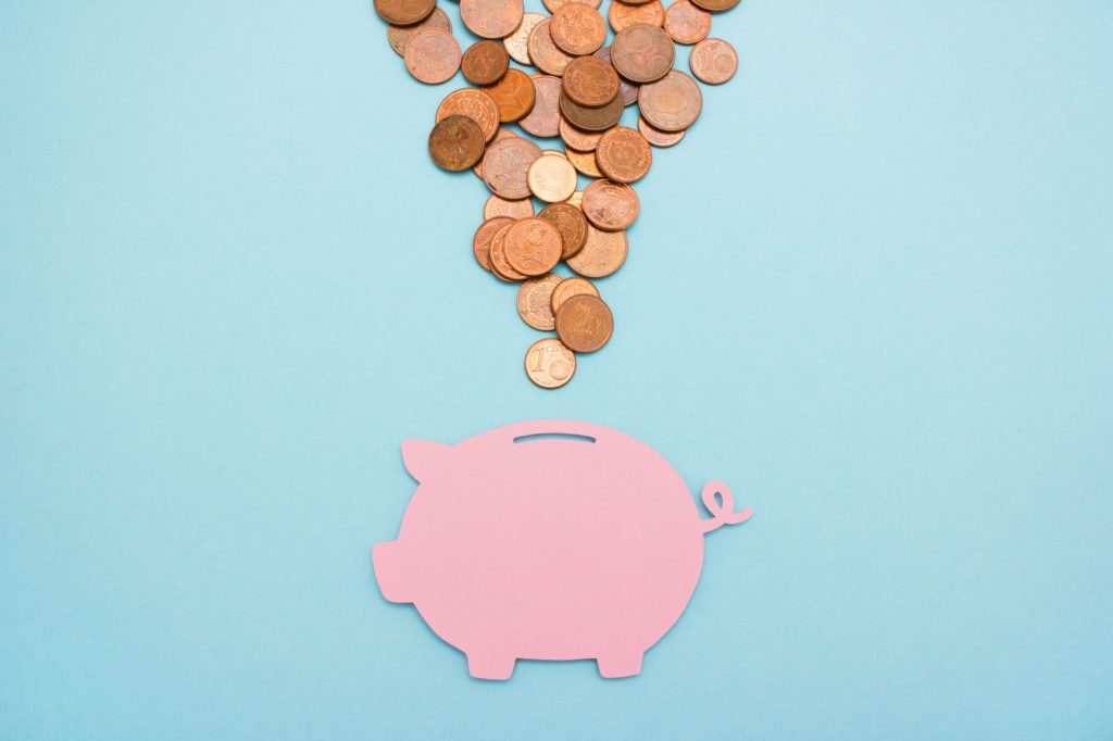 piggy bank with lots of pennies
