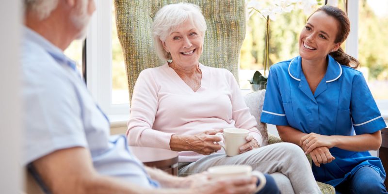 seniors with caregiver focused on whole life home care