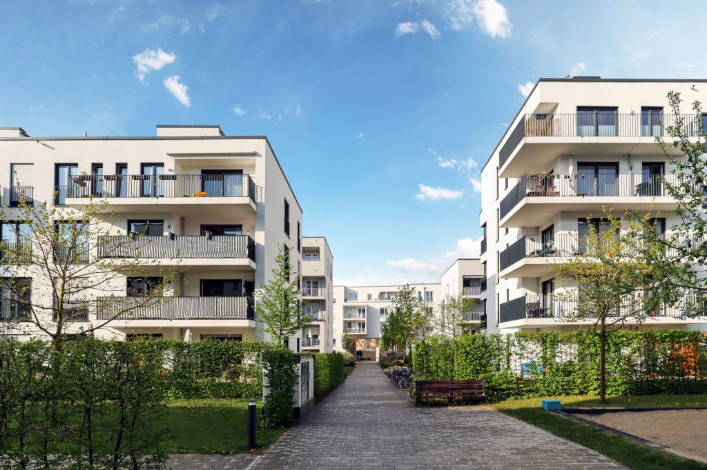 senior apartments in a city landscape