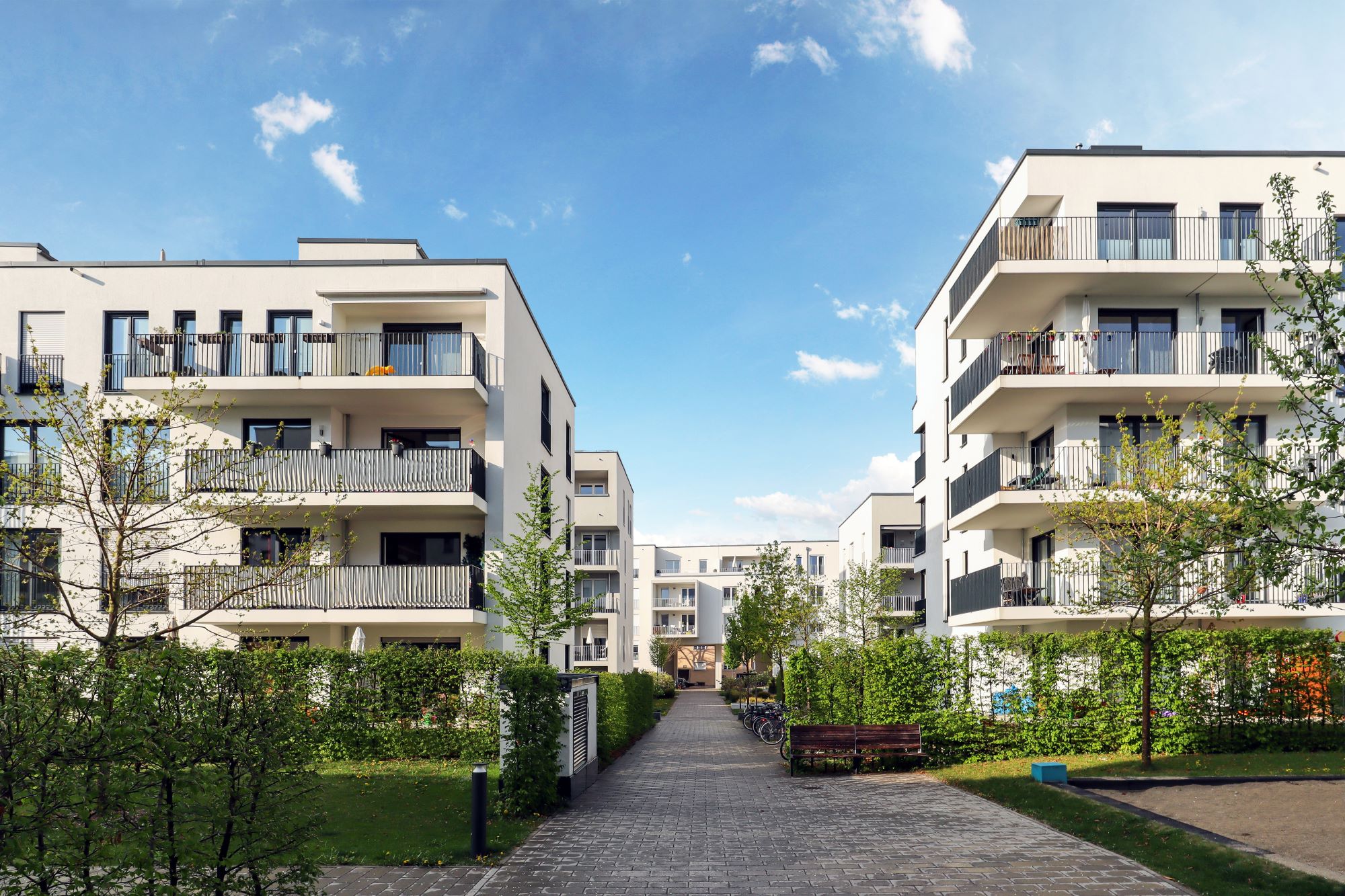 senior apartments in a city landscape