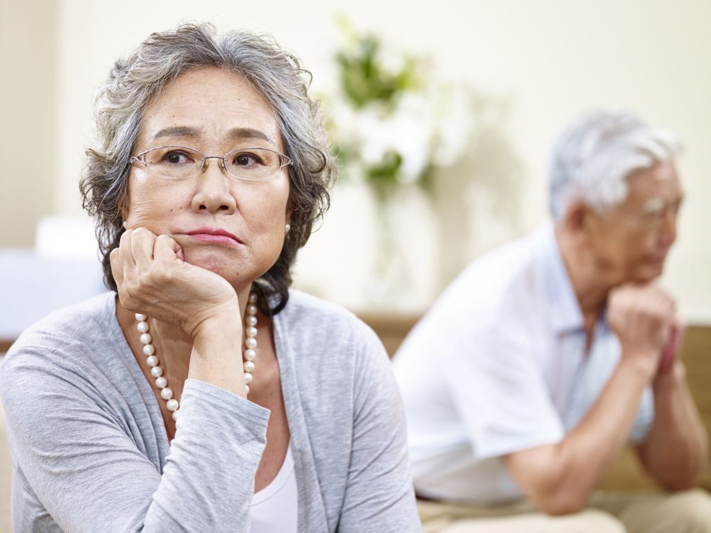 senior couple not getting along