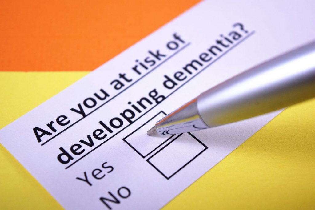 are you at risk of developing dementia, yes or no check bxes
