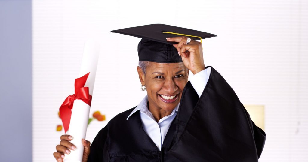 older black lady with grad cap