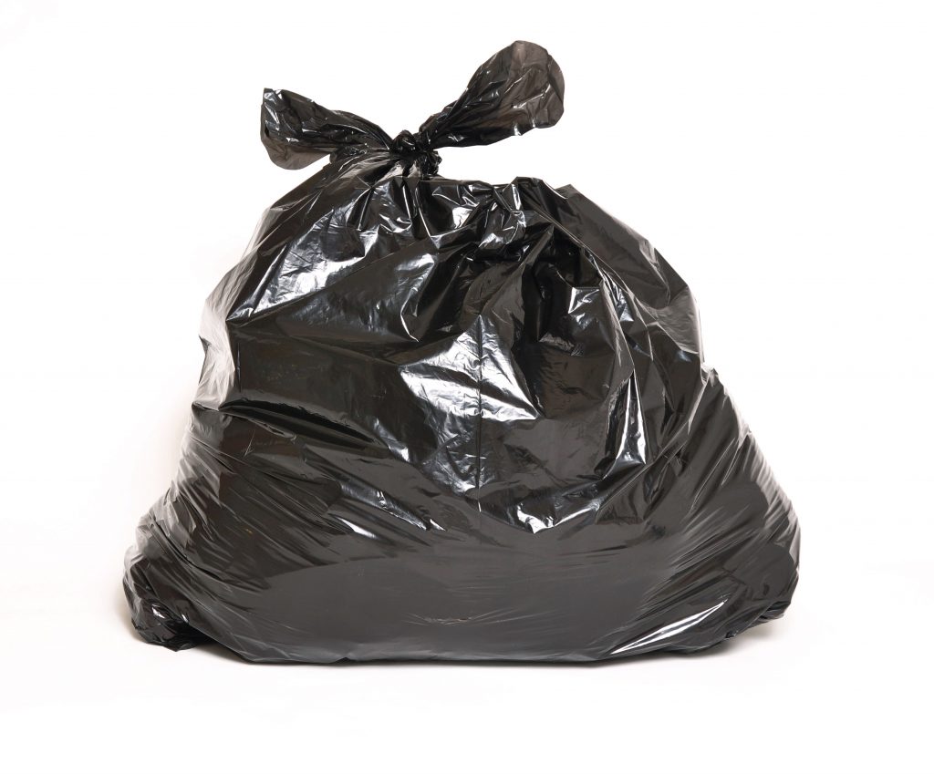 trash bag to symbolize deleting internet spam and cybercrimes