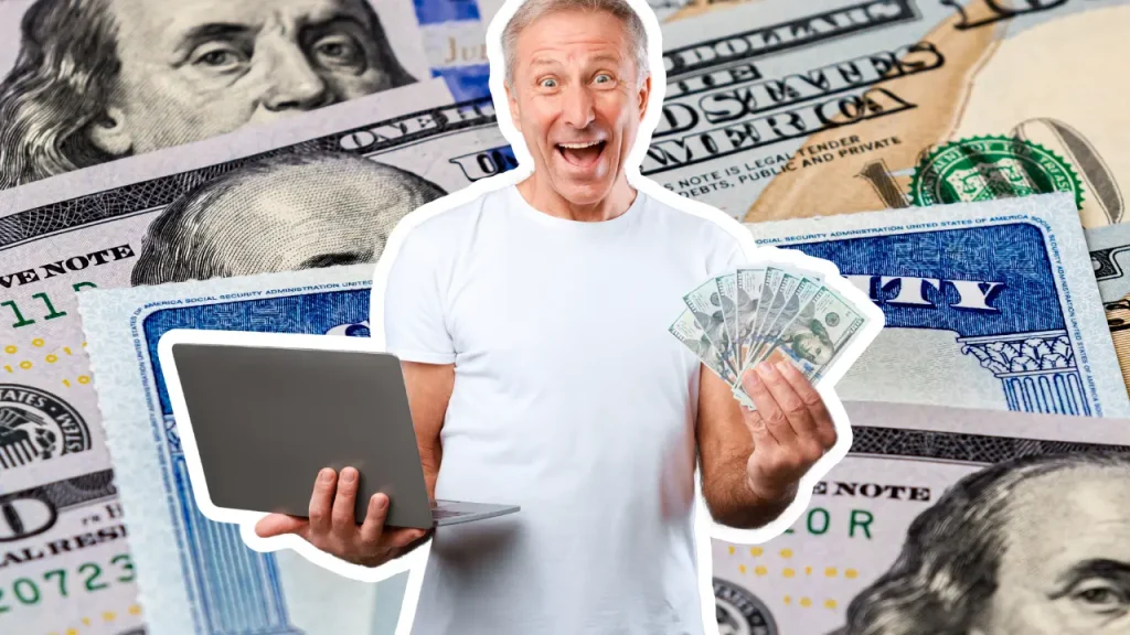 man claiming social security benefits using his laptop