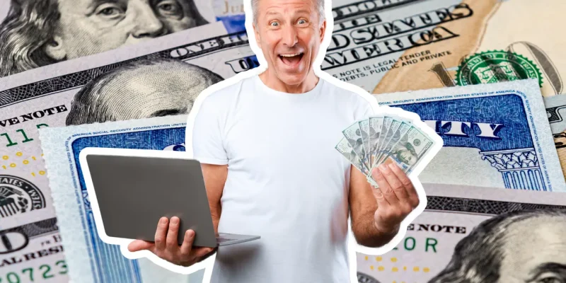 man claiming social security benefits using his laptop