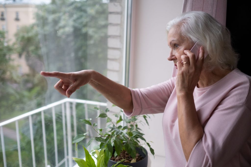 neighbor gossiping on the phone