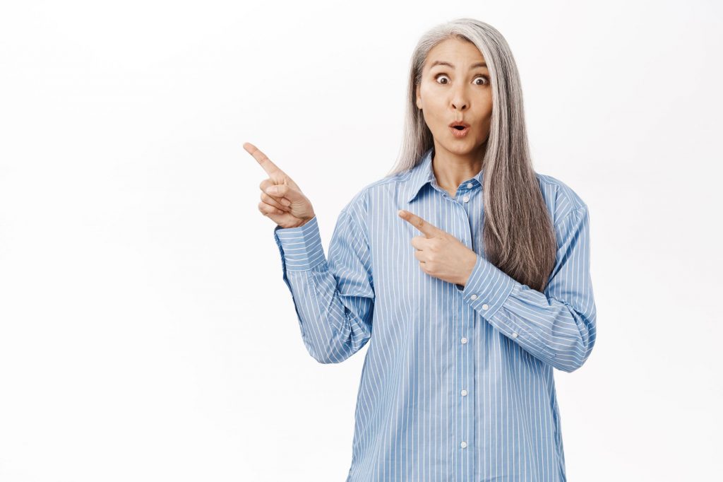 asian lady pointing background