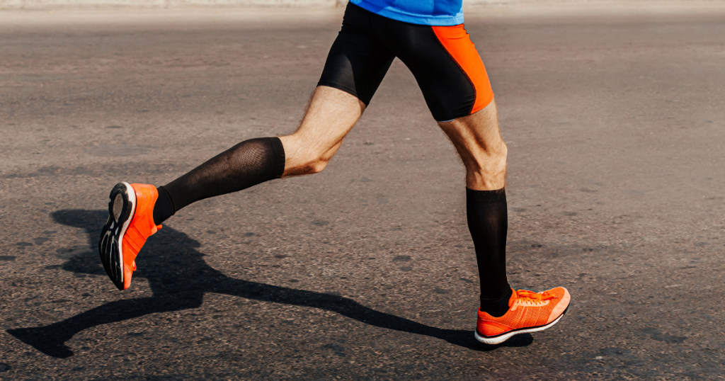 athlete wearing compression socks