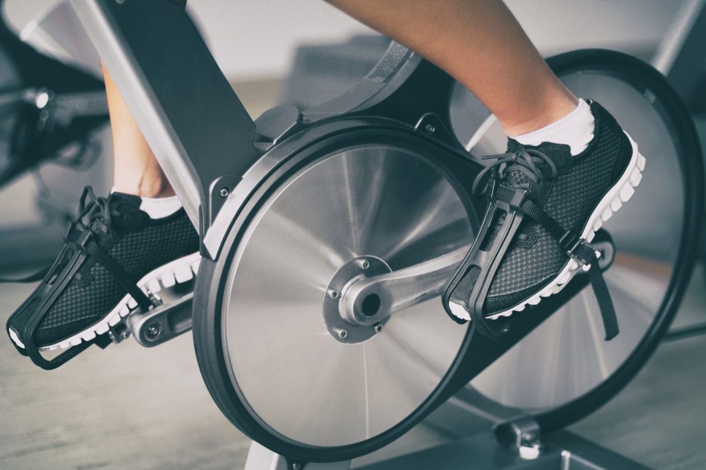 fitness bike close up on the wheels