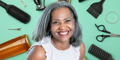 black senior woman with a lob hairstyle