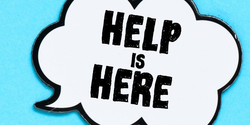 help is here in a text bubble