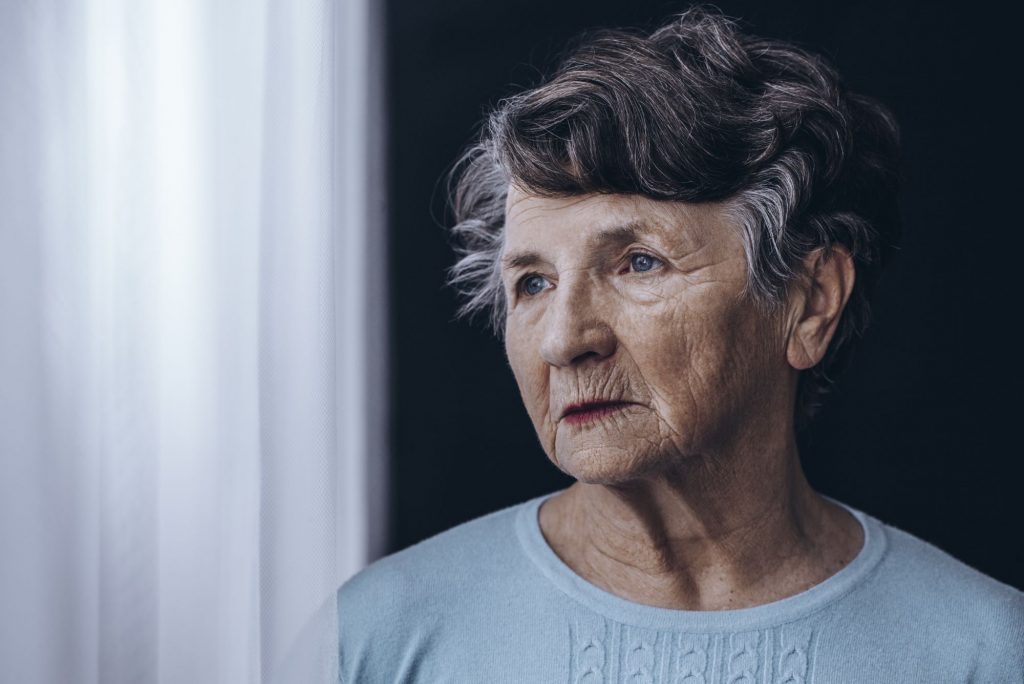 senior woman with alzheimer's feeling lost