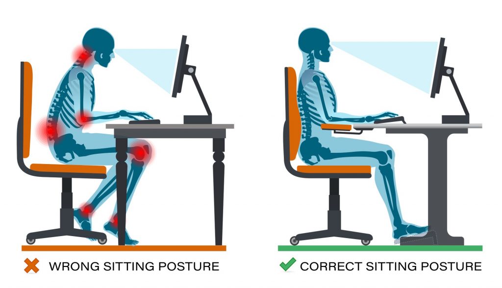proper desk posture for decreased back pain