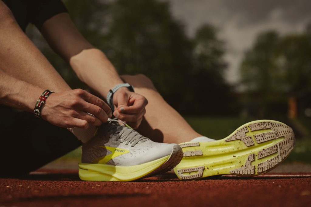 running shoes being tied